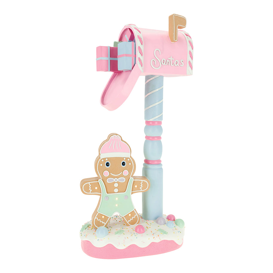 3 FT LED Pastel Gingerbread Man Mailbox Battery Operated