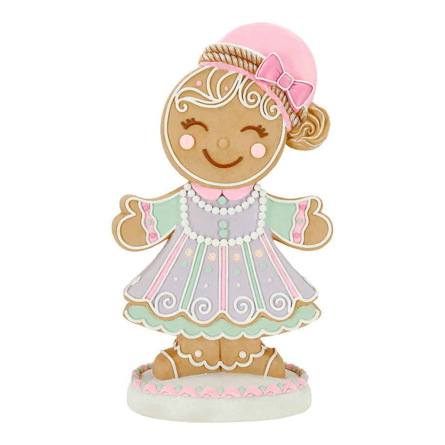 27" LED Pastel Gingerbread Girl Battery Operated