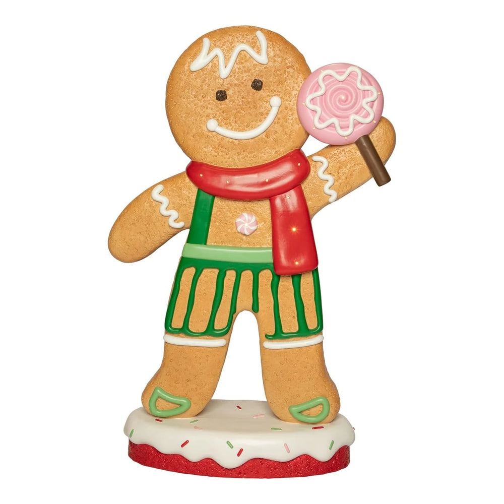 5 FT Lighted Green Gingerbread Boy Battery Operated