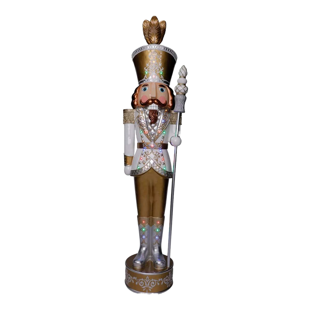 8 FT Gold & White Multi LED Nutcracker