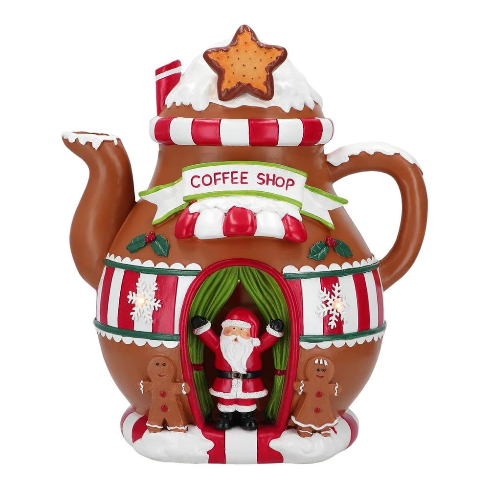 14.5" LED Gingerbread Teapot Battery Operated