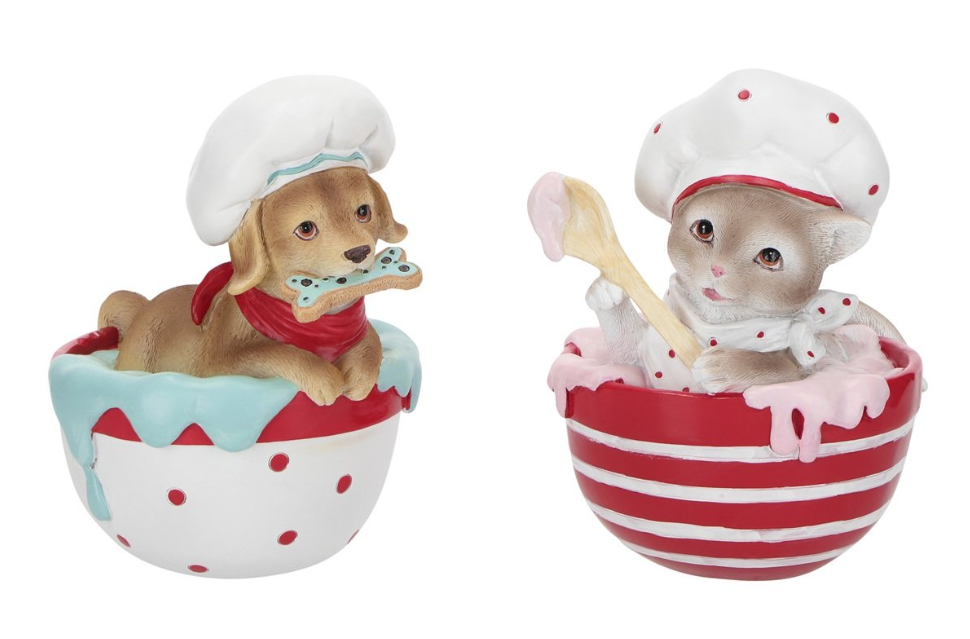 6" Dog & Cat Baker Bowl Assorted Set Of 2