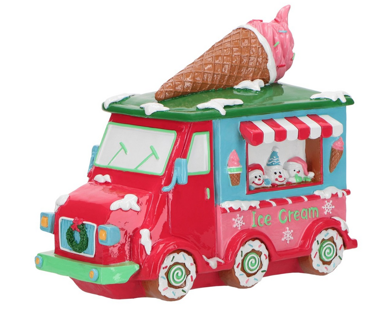 Furgoneta de helados de 9" con muñecos de nieve