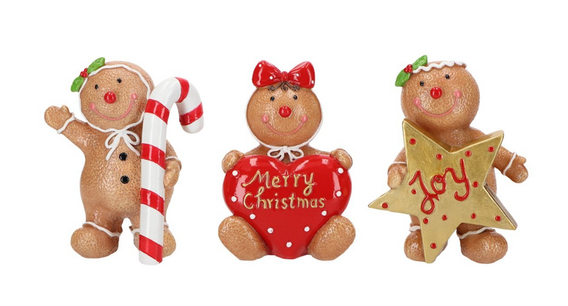 Set surtido de 3 figuras de jengibre "Merry Gingerbread" de 15 cm