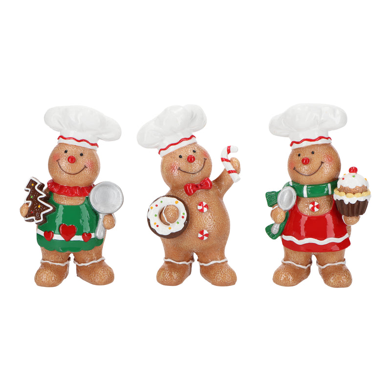 7" Gingerbread Chef's Assorted Set Of 3
