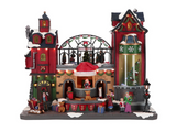 Casa verde de Navidad animada con LED de 15"