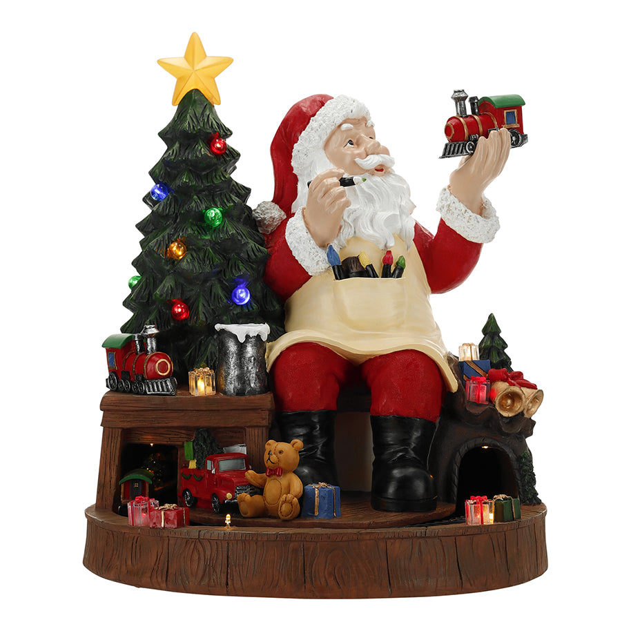 14" LED Animated Santa Scene With Gifts