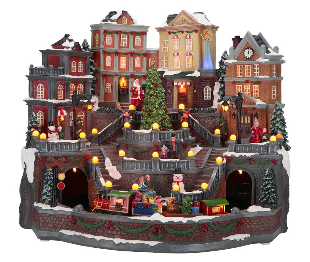 14.5" LED Animated City Hall With Train