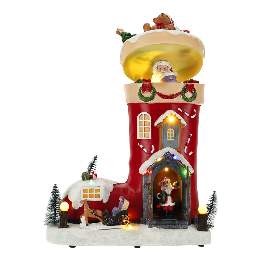 14" LED Animated Christmas Boot House