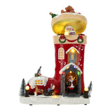 Decorative Christmas scene with Santa Claus and reindeer on a white background