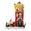 Decorative Christmas scene with Santa Claus and reindeer on a white background