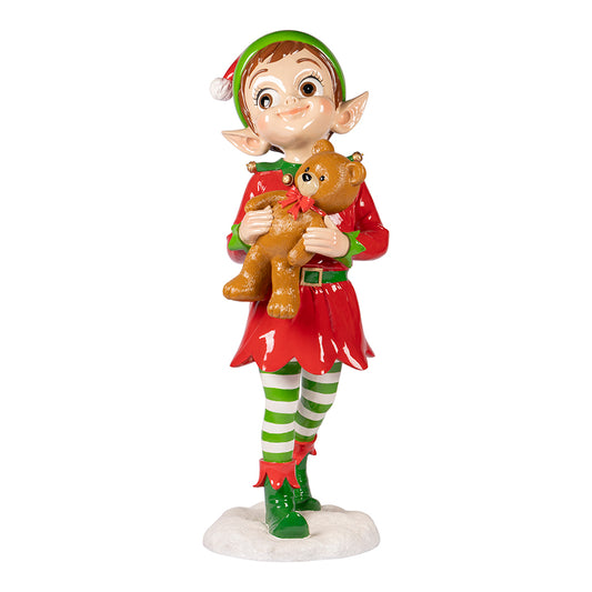 4 FT Lighted Standing Elf With Bear Battery Operated