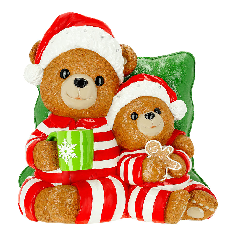 2 FT Lighted Bear & Family With Pillow Battery Operated