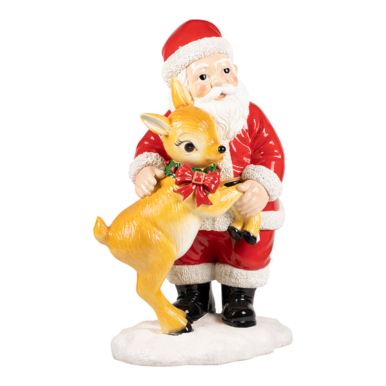 3 FT Lighted Standing Santa With Deer Battery Operated