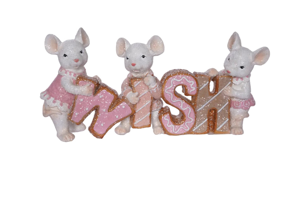 8.5" Mice "Wish" Frosted Cookie Sign
