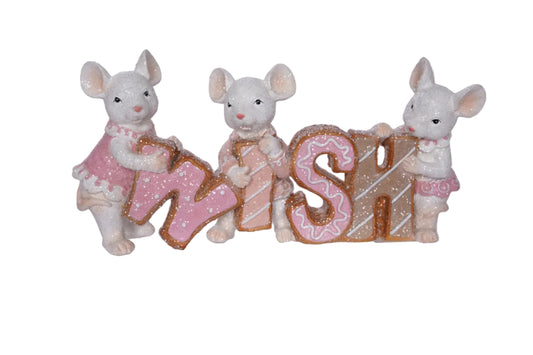 8.5" Mice "Wish" Frosted Cookie Sign