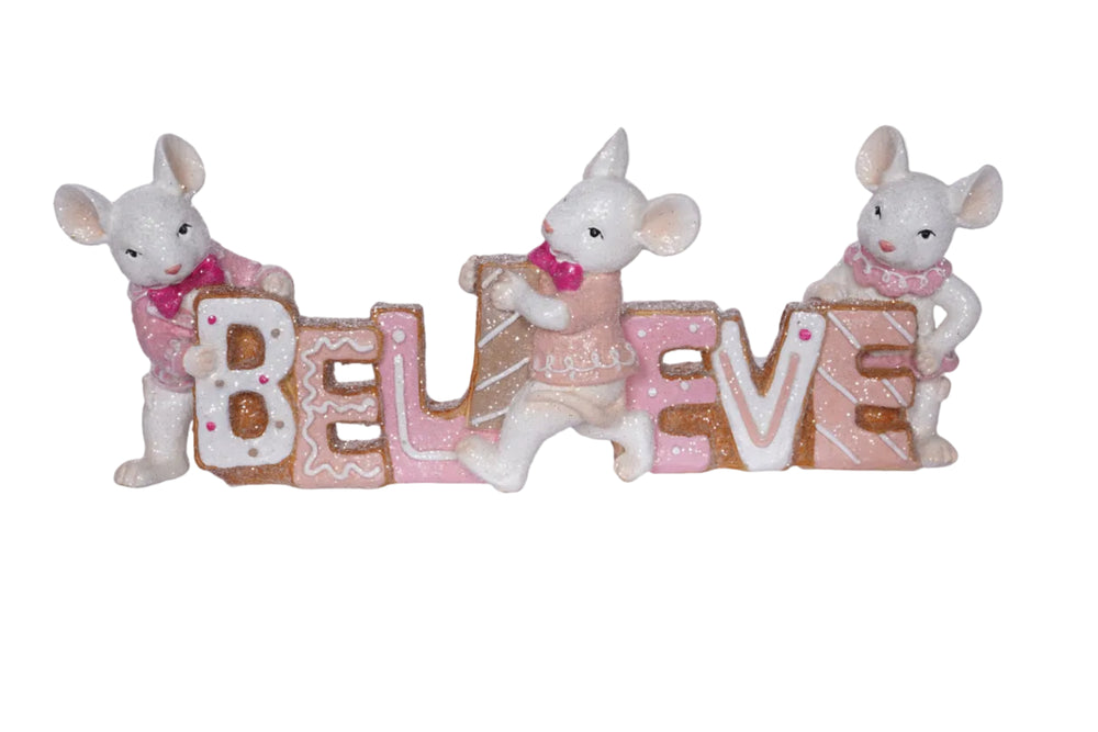 11" Mice "Believe" Frosted Cookie Sign