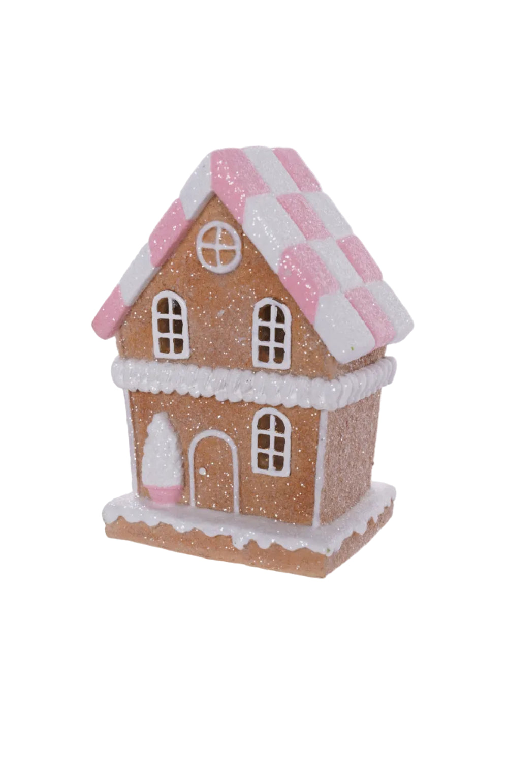 6" Lighted Gingerbread House With Checkered Roof Battery Operated