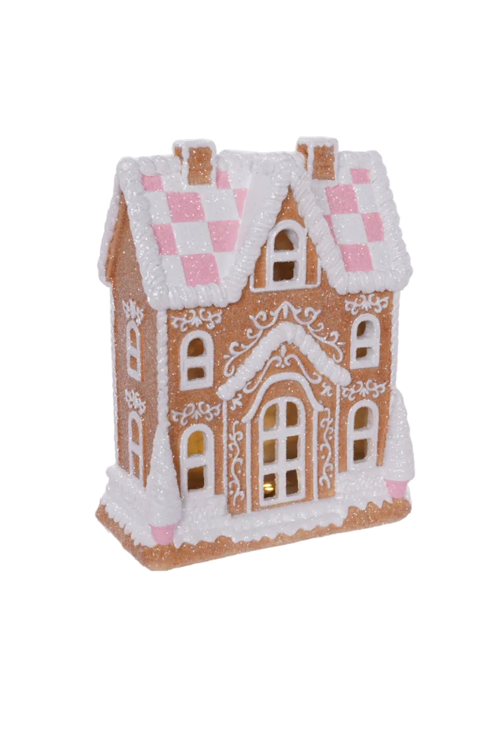 9" Lighted Gingerbread House With Checkered Roof Battery Operated