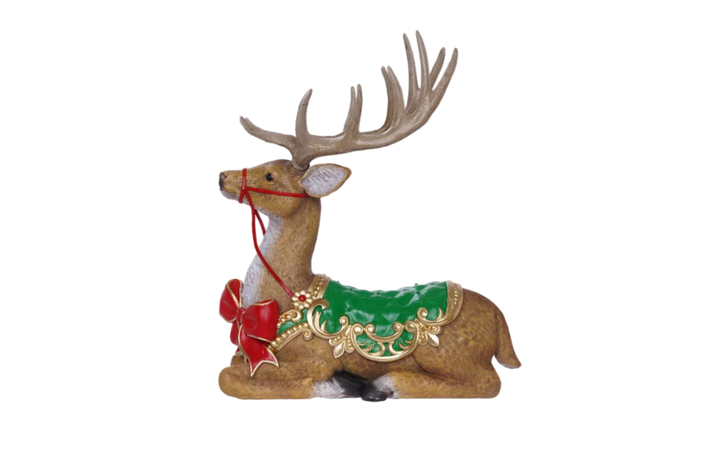 13" Elegant Laying Deer With Saddle & Bow