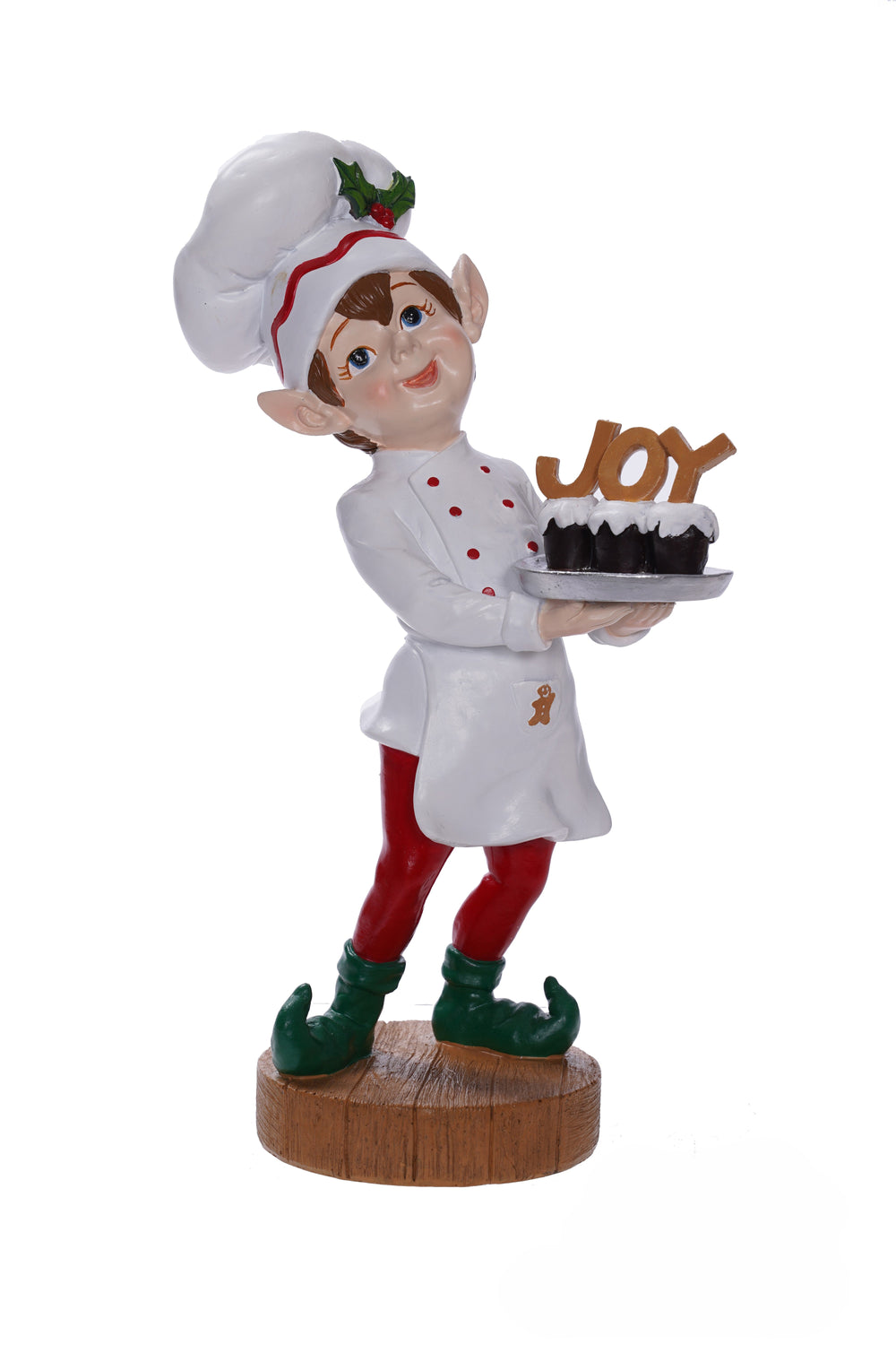 10" Gingerbread Elf Baker With Cake