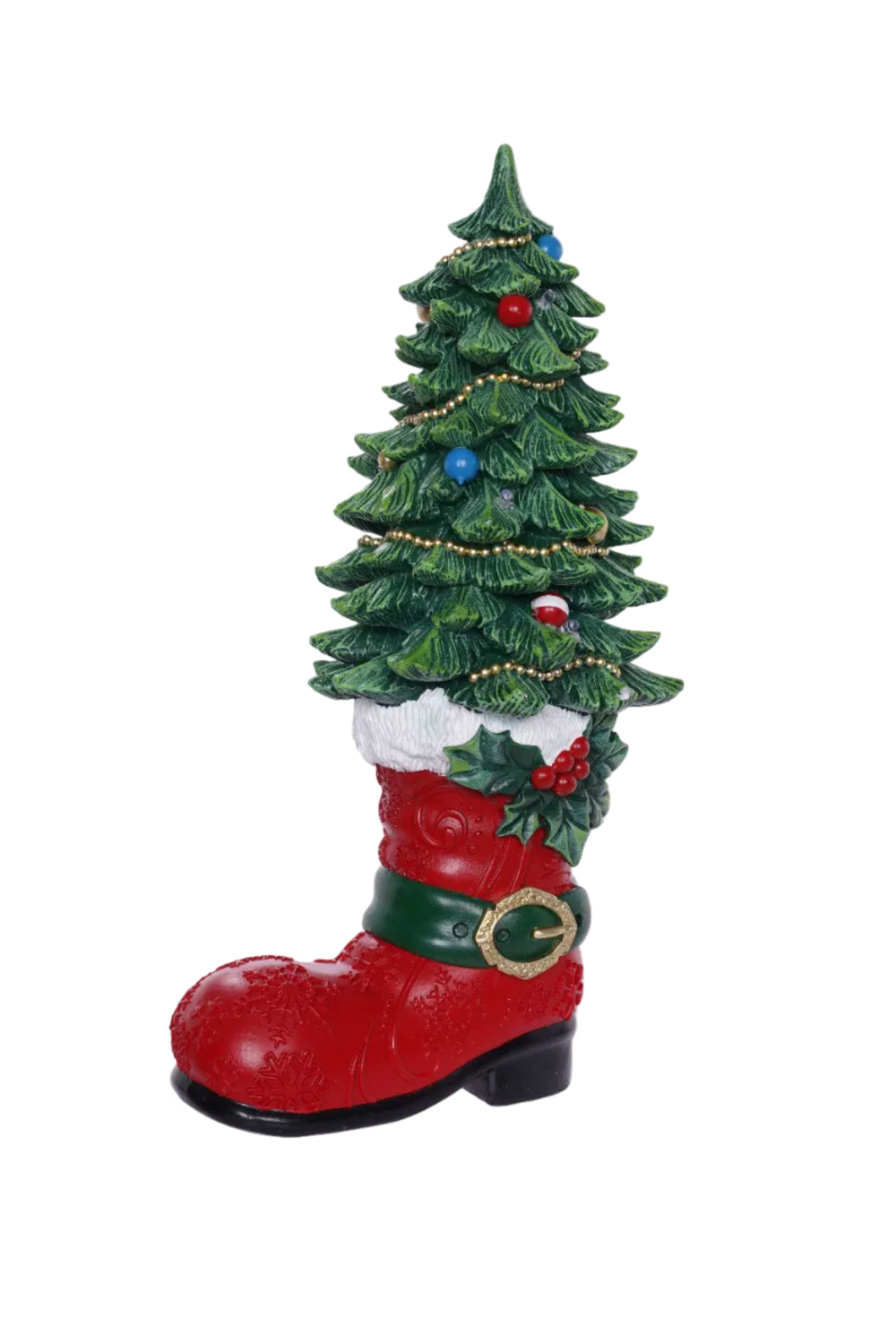 15" LED Santa Boot With Christmas Tree Battery Operated