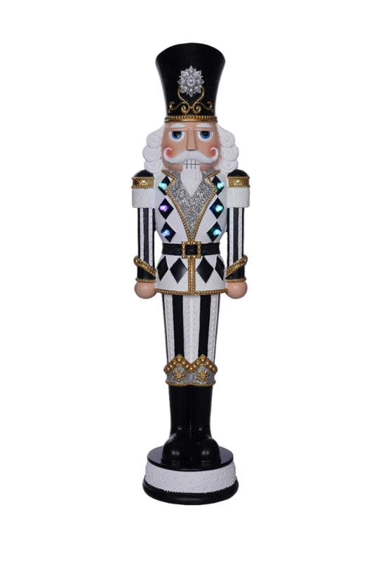 20" Checkered Black & White LED Nutcracker Battery Operated