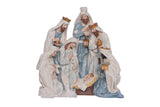 Nativity scene figurine set on a white background