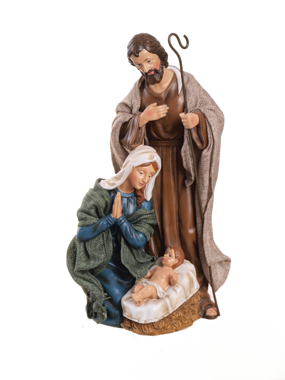 16" Brown & Blue Holy Family Nativity