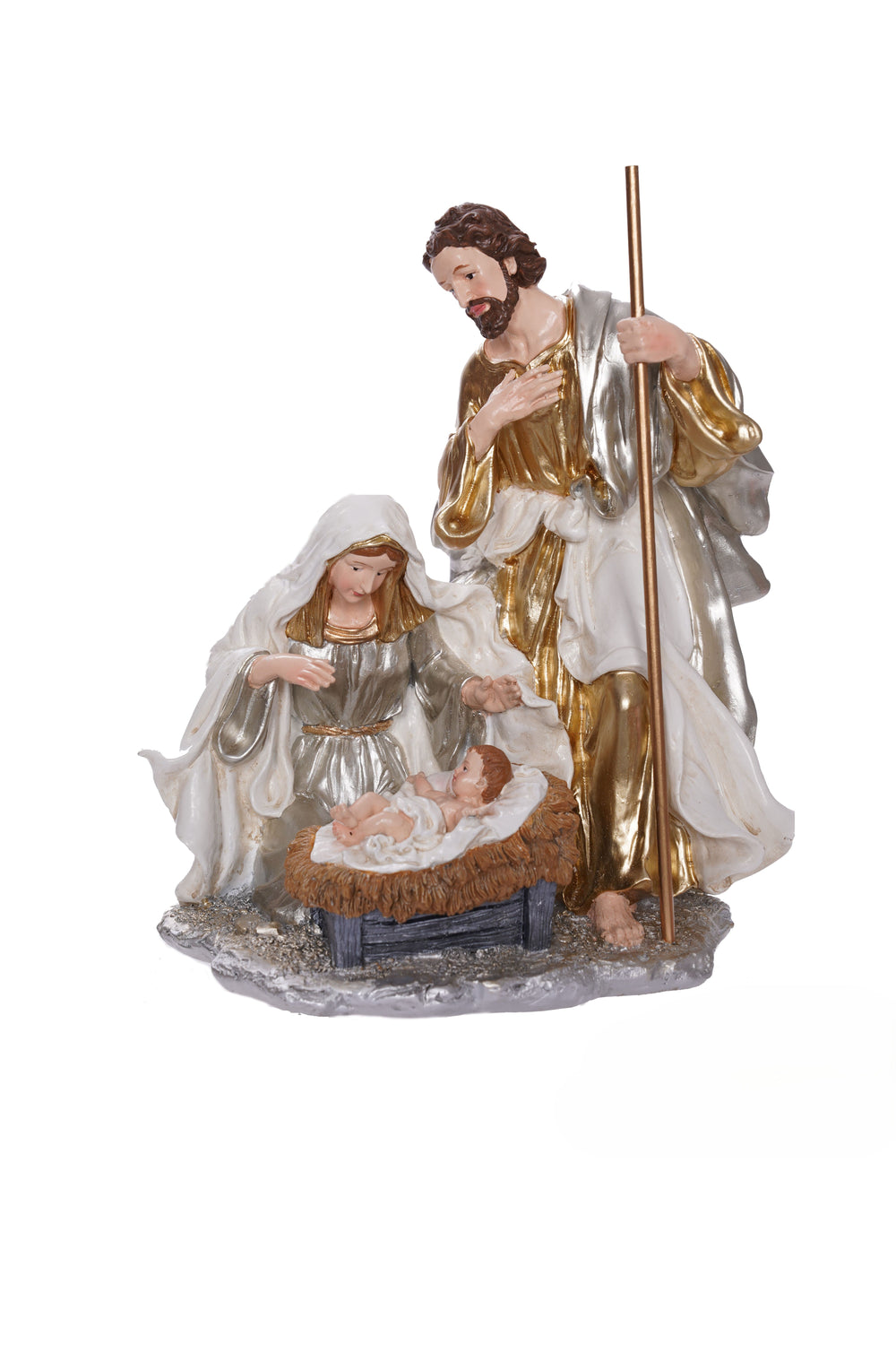 9.5" Silver & Gold Holy Family Nativity