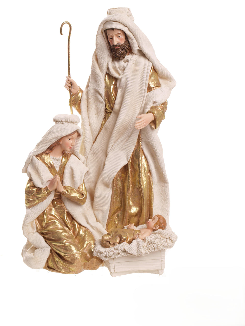 15" Gold & Ivory Holy Family Nativity
