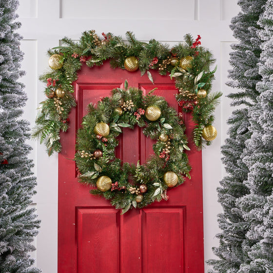 6 FT Garland With Gold Decorations Battery Operated