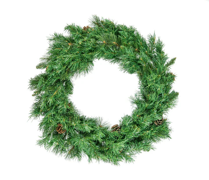 4 FT Valley Spruce Wreath Pre-Lit Clear LED Lights