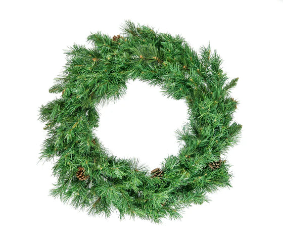4 FT Valley Spruce Wreath Pre-Lit Clear LED Lights