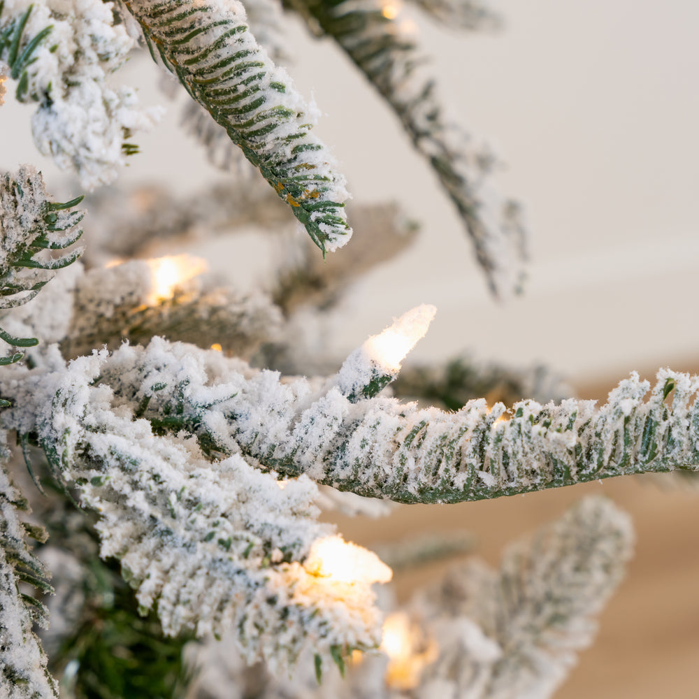 15 FT Snow Pine Slim Pre Lit Warm White LED Lights