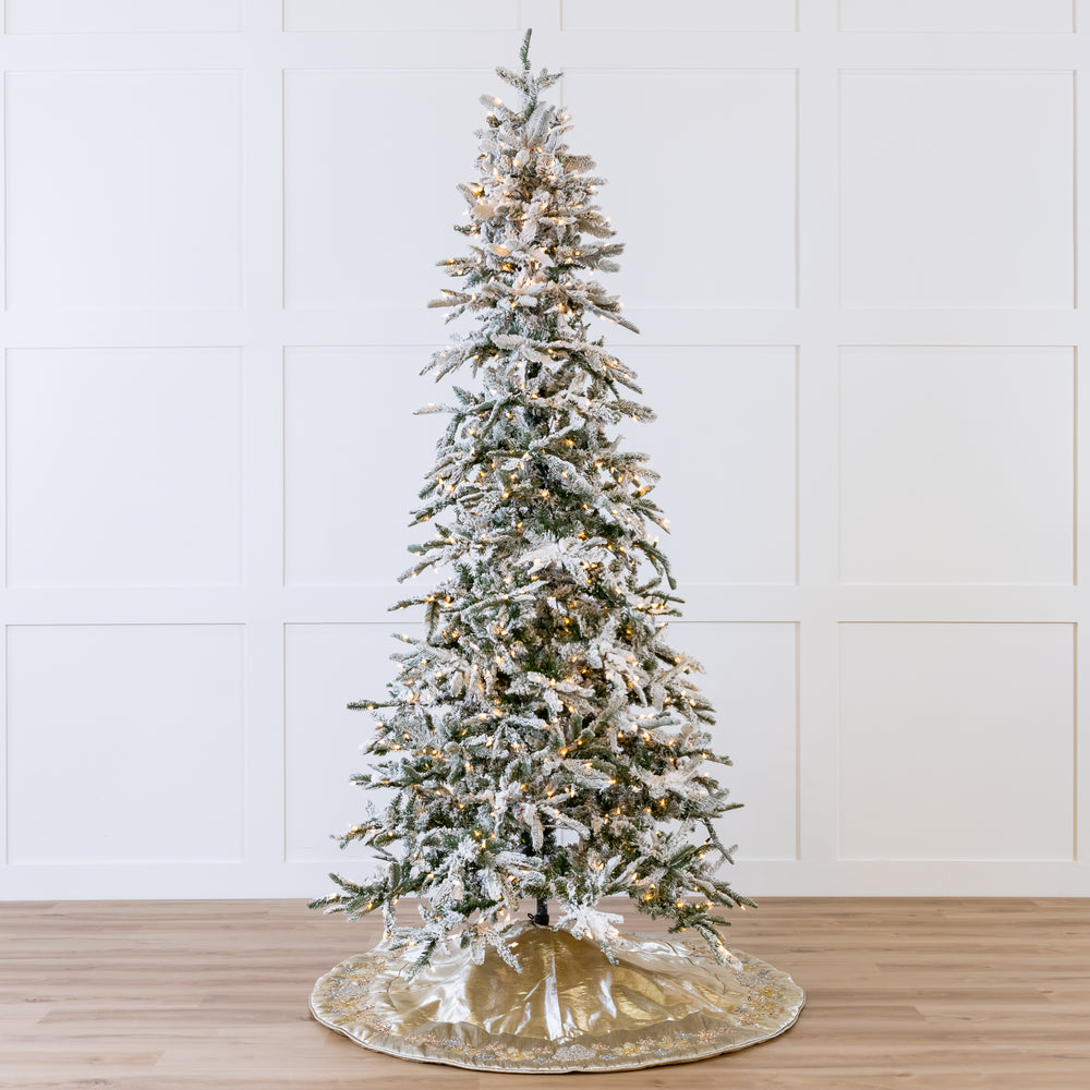 15 FT Snow Pine Slim Pre Lit Warm White LED Lights