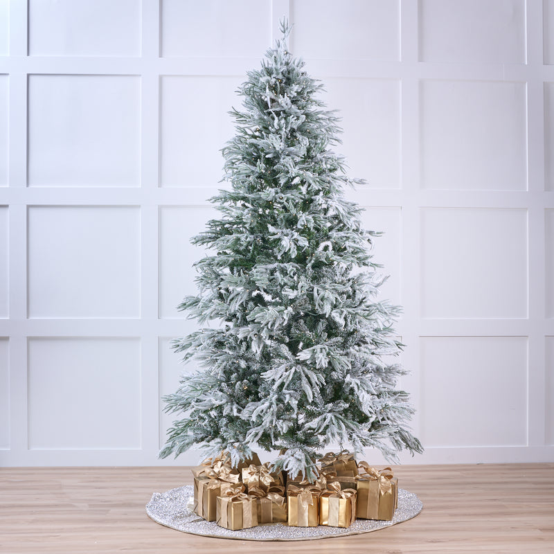 9 FT Snowy Ponderosa Tree Pre-Lit Warm White LED Lights With Flashing Motion