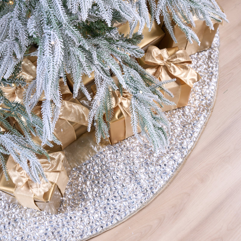 9 FT Snowy Ponderosa Tree Pre-Lit Warm White LED Lights With Flashing Motion