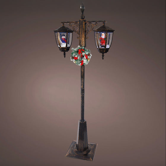 6 FT LED Black Lamp Post With Lanterns