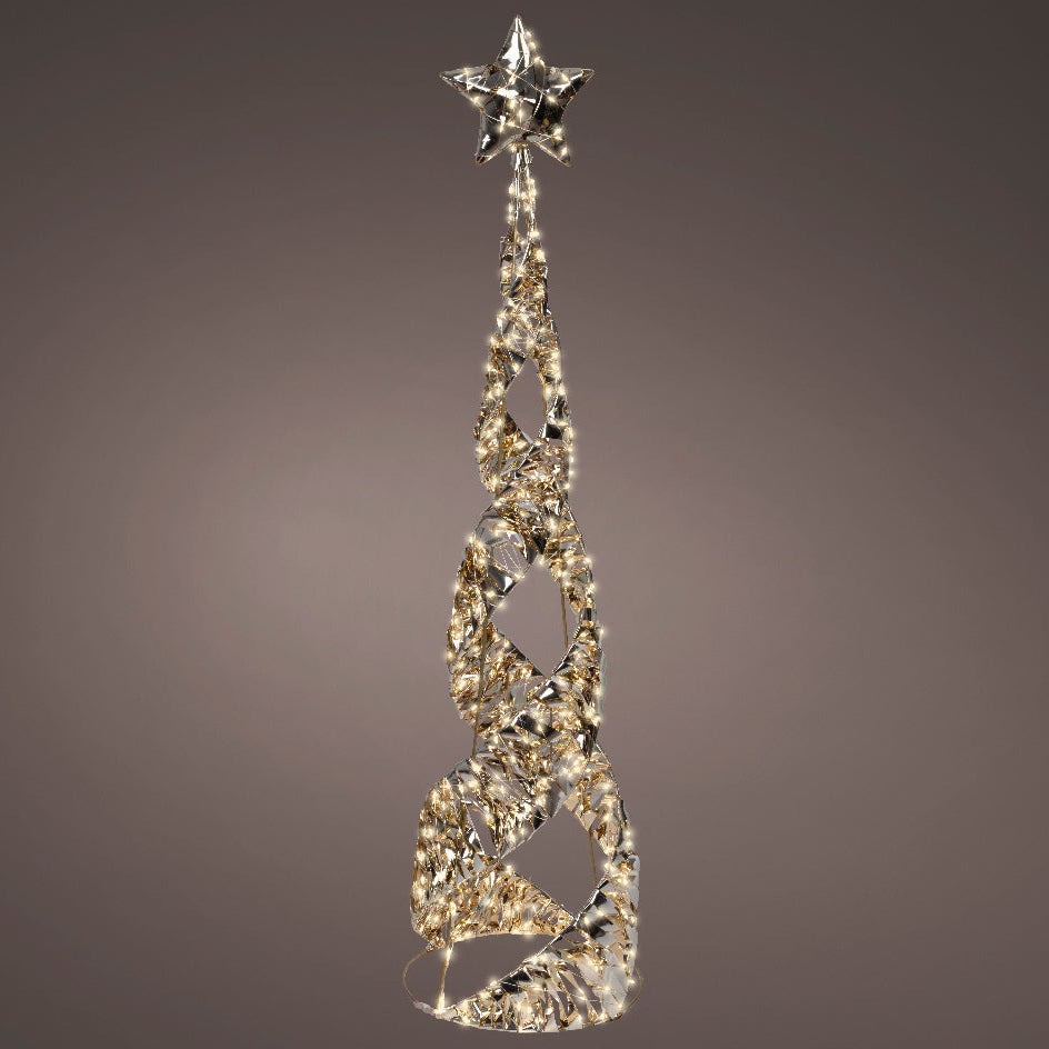 Árbol Cónico Dorado de 1 m con 600 Luces Micro LED Blanco Cálido