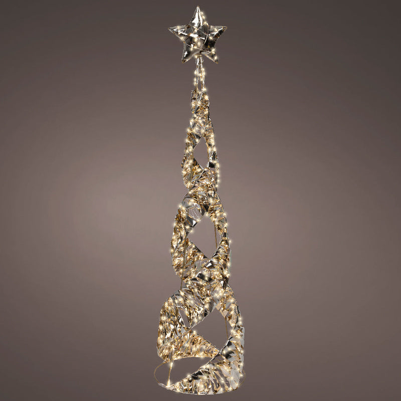 Árbol Cónico Dorado de 1 m con 600 Luces Micro LED Blanco Cálido