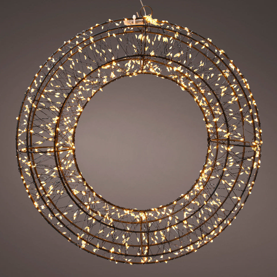 Black Wire Wreath Pre Lit Micro Classic Warm LED