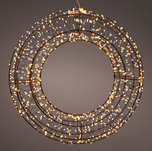 Black Wire Wreath Pre Lit Micro Classic Warm LED