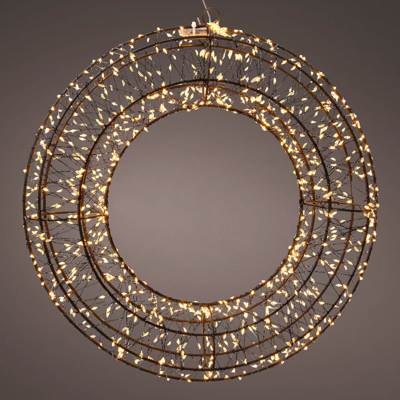 Black Wire Wreath Pre Lit Micro Classic Warm LED