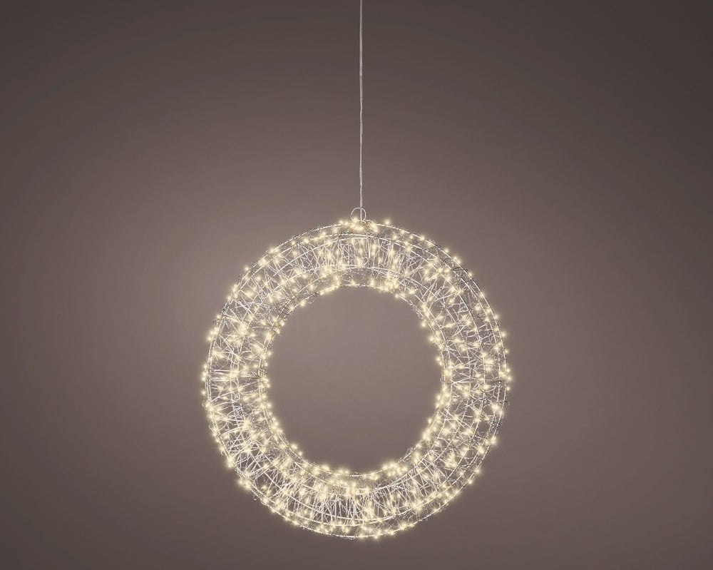 1.3 FT 500 Micro LED Warm White Silver Wire Wreath