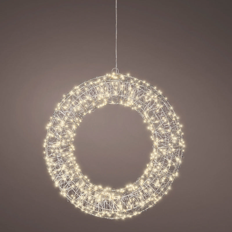 1.3 FT 500 Micro LED Warm White Silver Wire Wreath