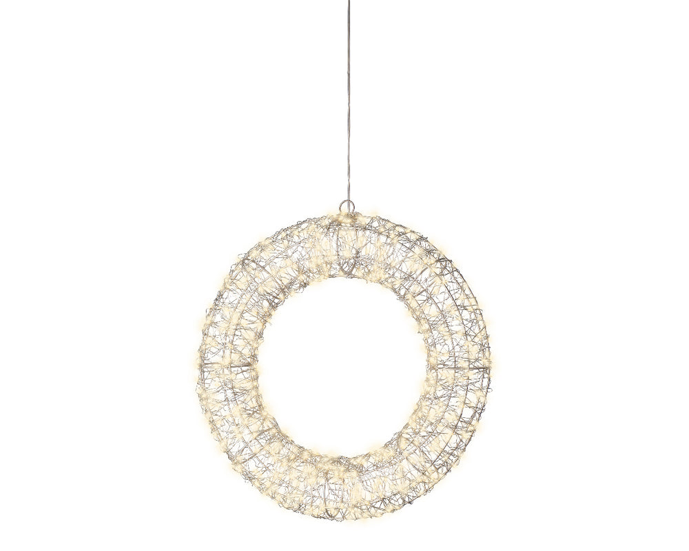 1.3 FT 500 Micro LED Warm White Silver Wire Wreath