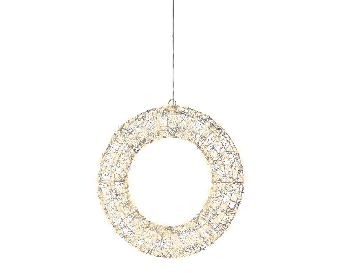 1.3 FT 500 Micro LED Warm White Silver Wire Wreath