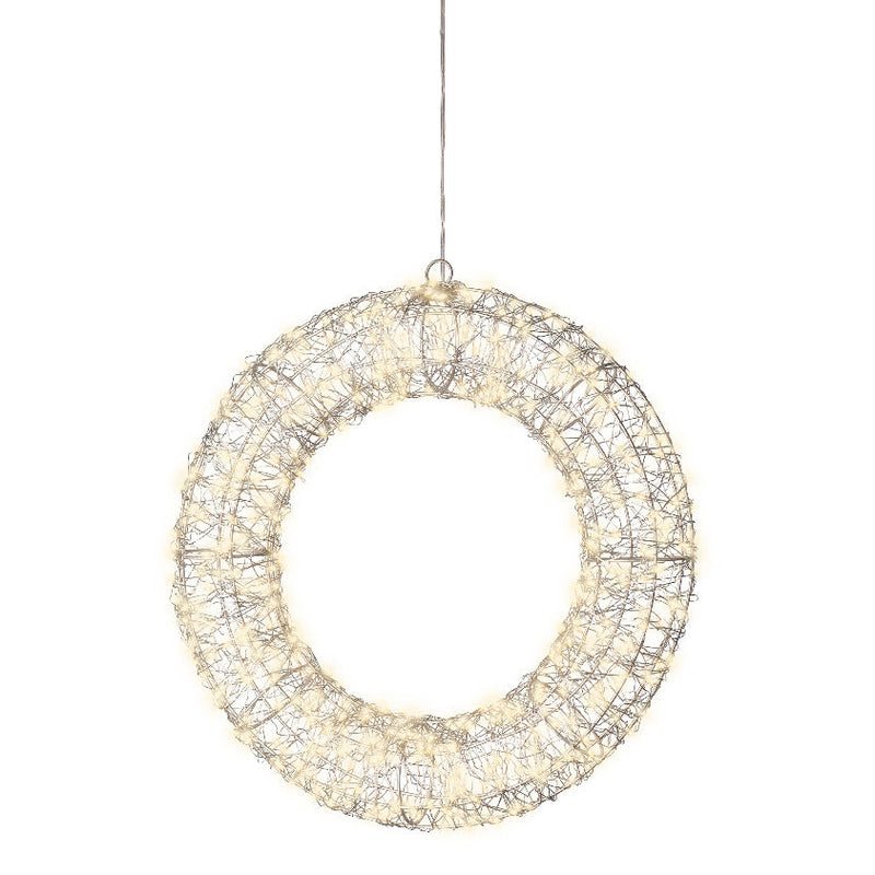 1.3 FT 500 Micro LED Warm White Silver Wire Wreath