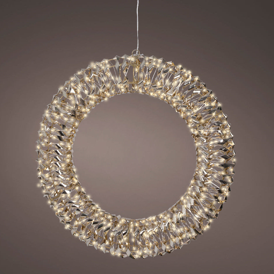 Corona de oro de 1,7 pies y 600 micro LED blancos cálidos